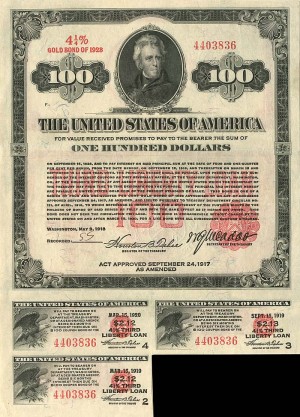$100 Third Liberty Loan Bond - Extremely Rare Type